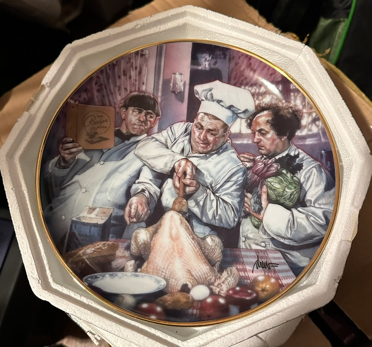 Three Stooges Franklin Mint Plate Set (3 Plates)